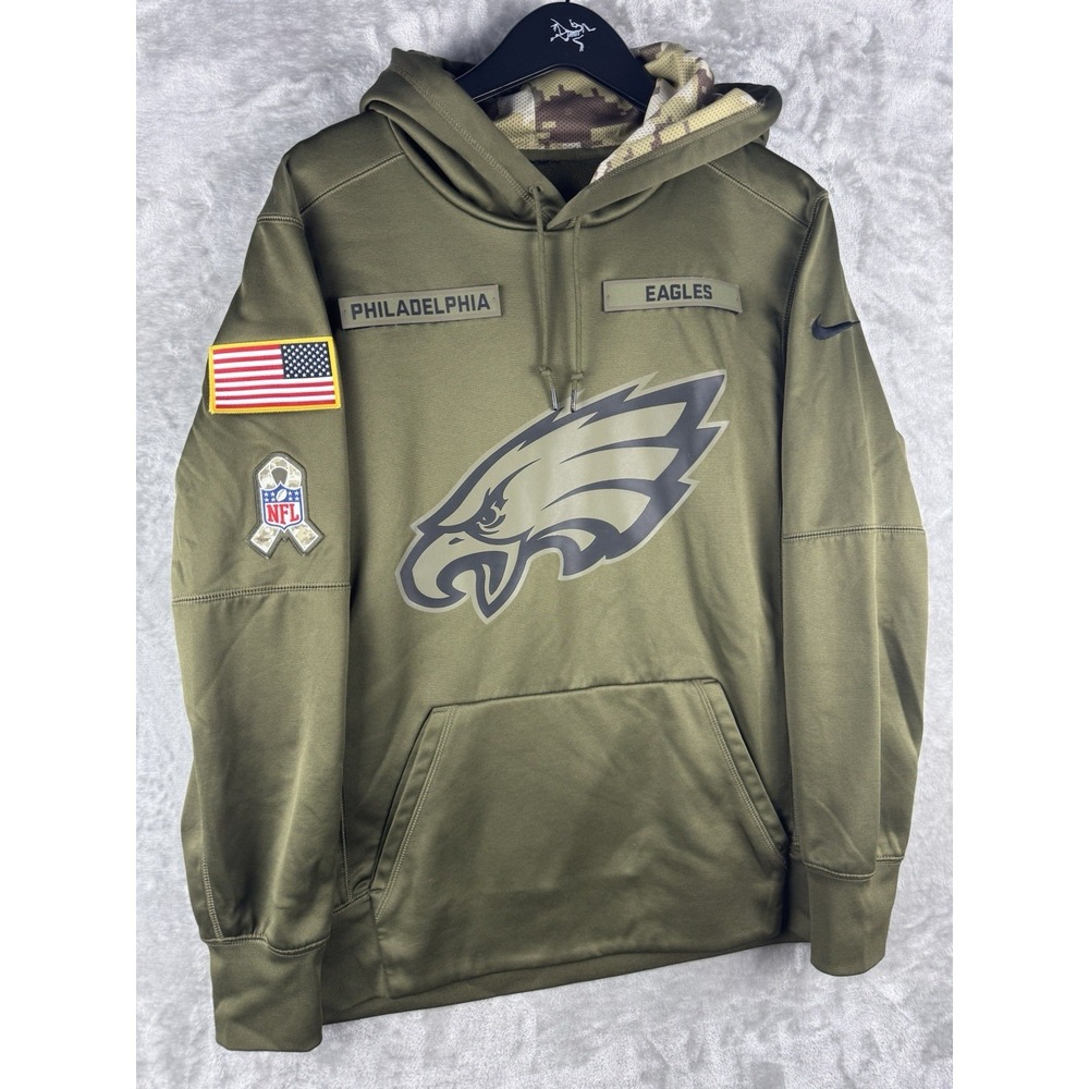 Nike Philadelphia Eagles Salute to Service Hoodie Mens Small Therma-Fit Patches